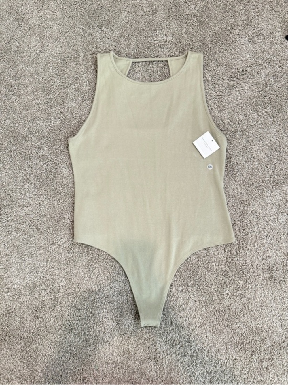American Eagle Outfitters Sleeveless Ribbed One-Piece Bodysuit - Sage Green